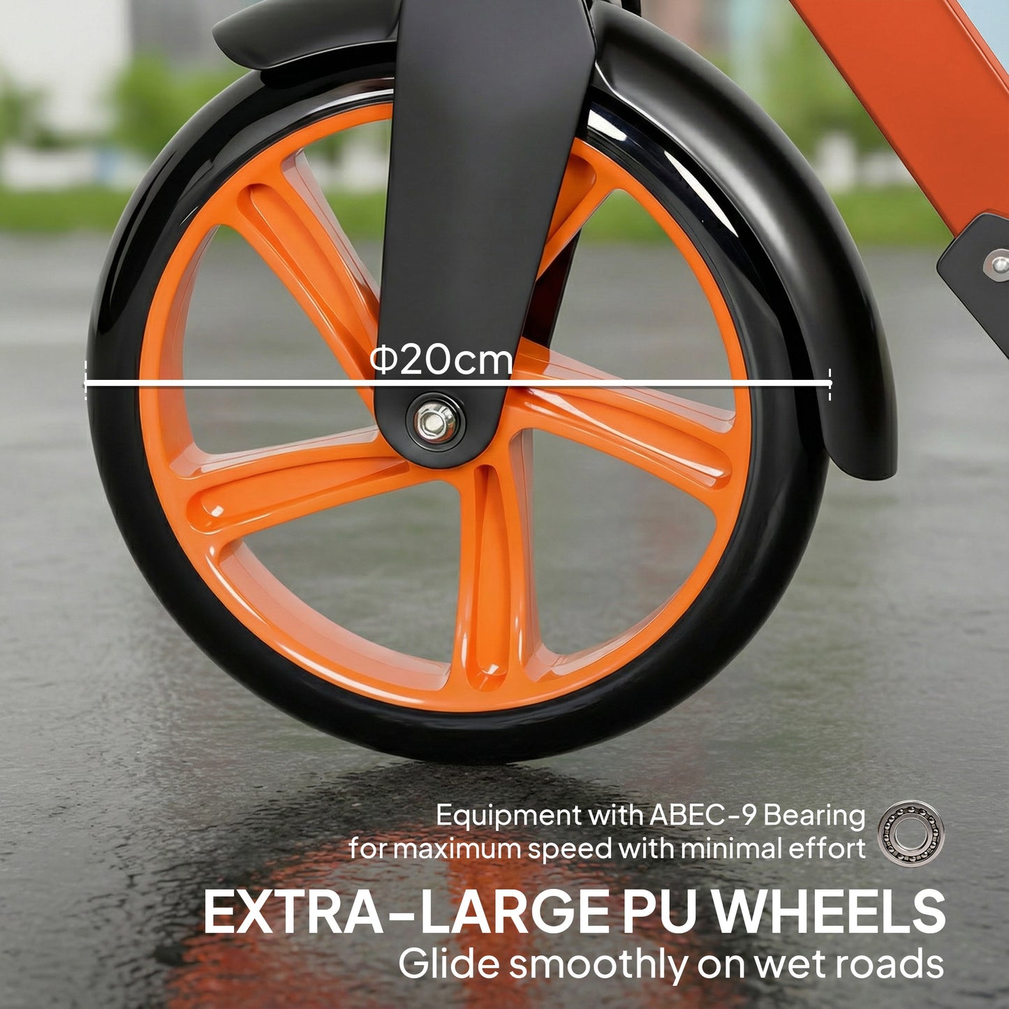 Folding Kick Scooter for 14+ w/ Adjustable Height, Red