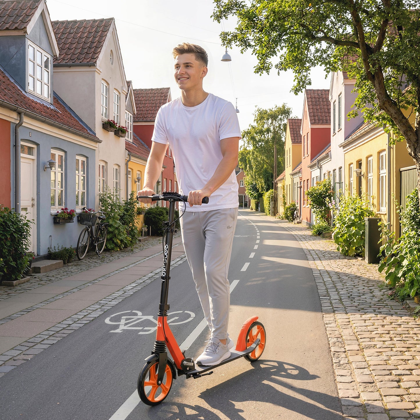 Folding Kick Scooter for 14+ w/ Adjustable Height, Red