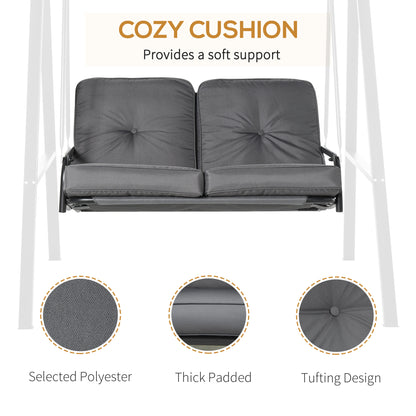 2 Seater Garden Swing Chair Outdoor Hammock Bench with Steel Frame Adjustable Tilting Canopy for Patio, Grey