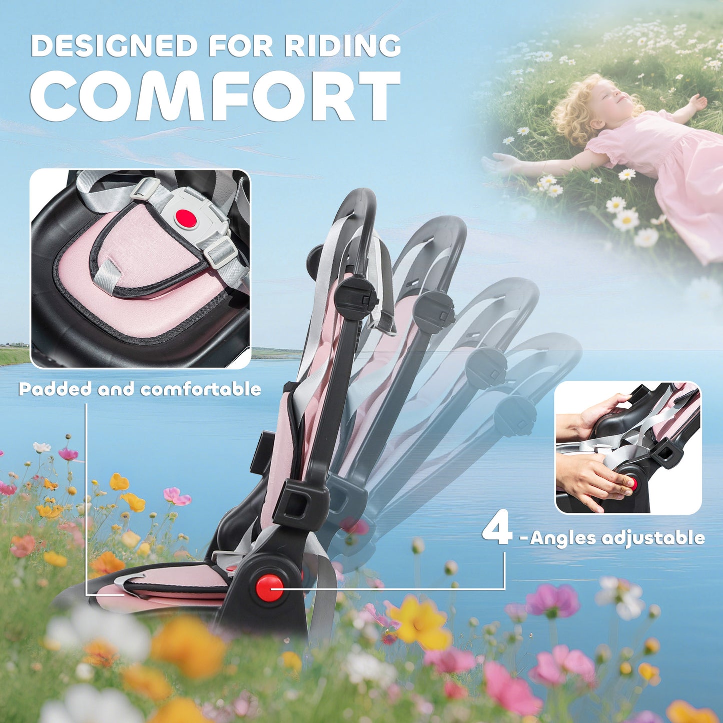 6 in 1 Kids Trike, Toddler Tricycle with Parent Handle, Pink