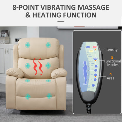 Massage Recliner Chair Manual Reclining Chair with Footrest Remote Beige