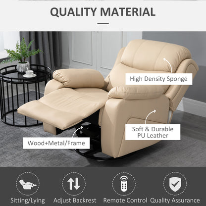 Massage Recliner Chair Manual Reclining Chair with Footrest Remote Beige