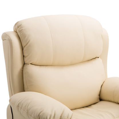 Massage Recliner Chair Manual Reclining Chair with Footrest Remote Beige
