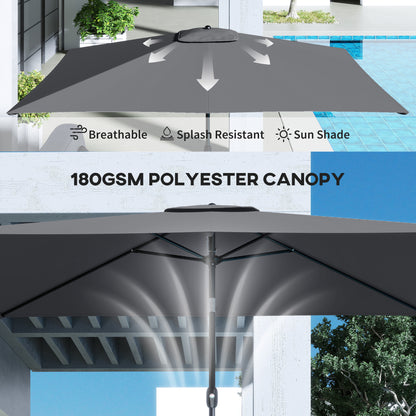 Garden Parasol, Outdoor Umbrella with Tilt Function, Dark Grey