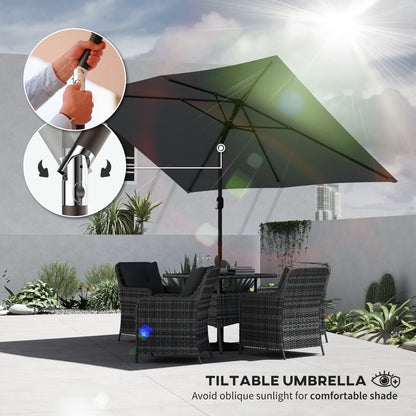 Garden Parasol, Outdoor Umbrella with Tilt Function, Dark Grey