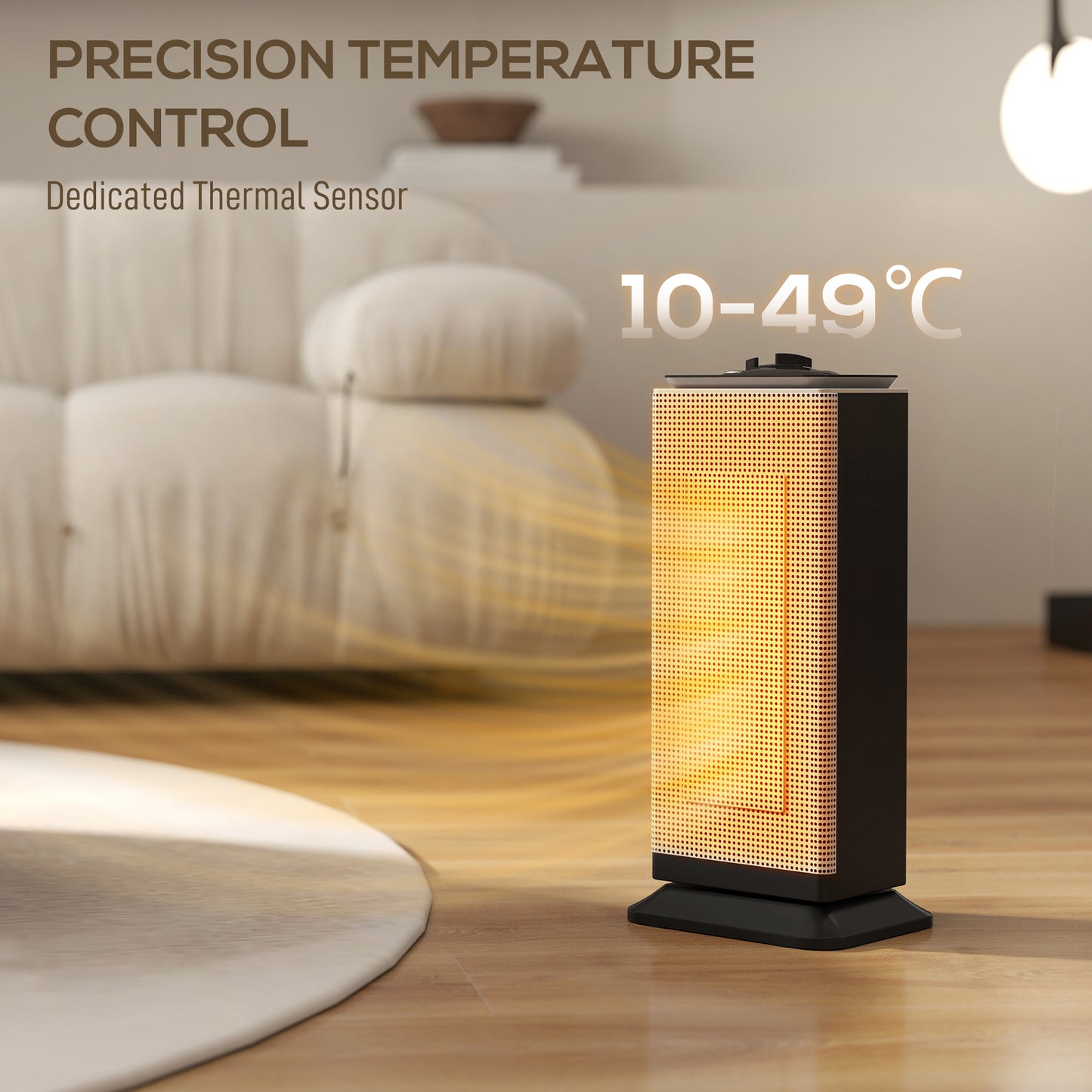 Ceramic Electric Heater, 1500W Fan Space Heater, Black