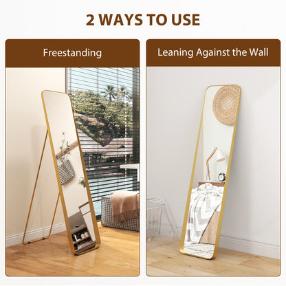 Rectangular Full Length Mirror for Bedroom, 40 x 160 cm, Gold Tone