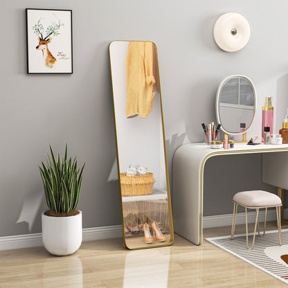 Rectangular Full Length Mirror for Bedroom, 40 x 160 cm, Gold Tone