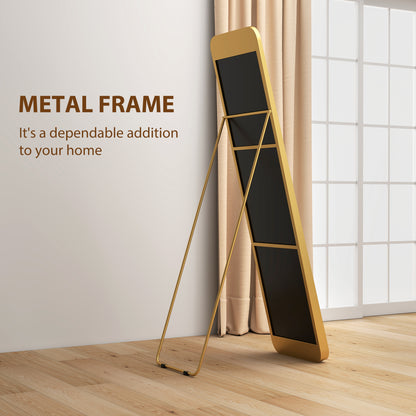 Rectangular Full Length Mirror for Bedroom, 40 x 160 cm, Gold Tone