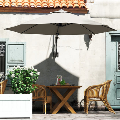 Sun Parasol with Vent, Wall Umbrella for Patio, Garden, Pool, Grey