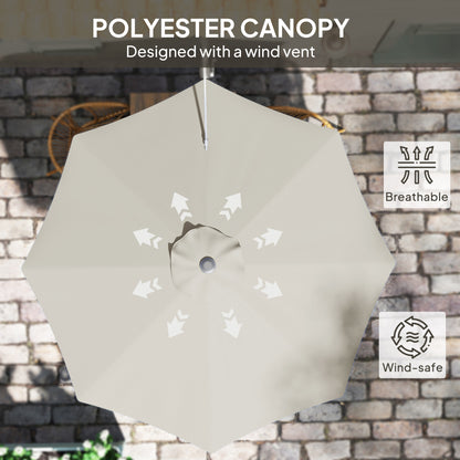 Sun Parasol with Vent, Wall Umbrella for Patio, Garden, Pool, Grey