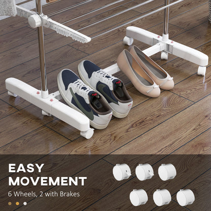 4-Tier Large Clothes Airer Stainless Steel Clothes Drying Rack White