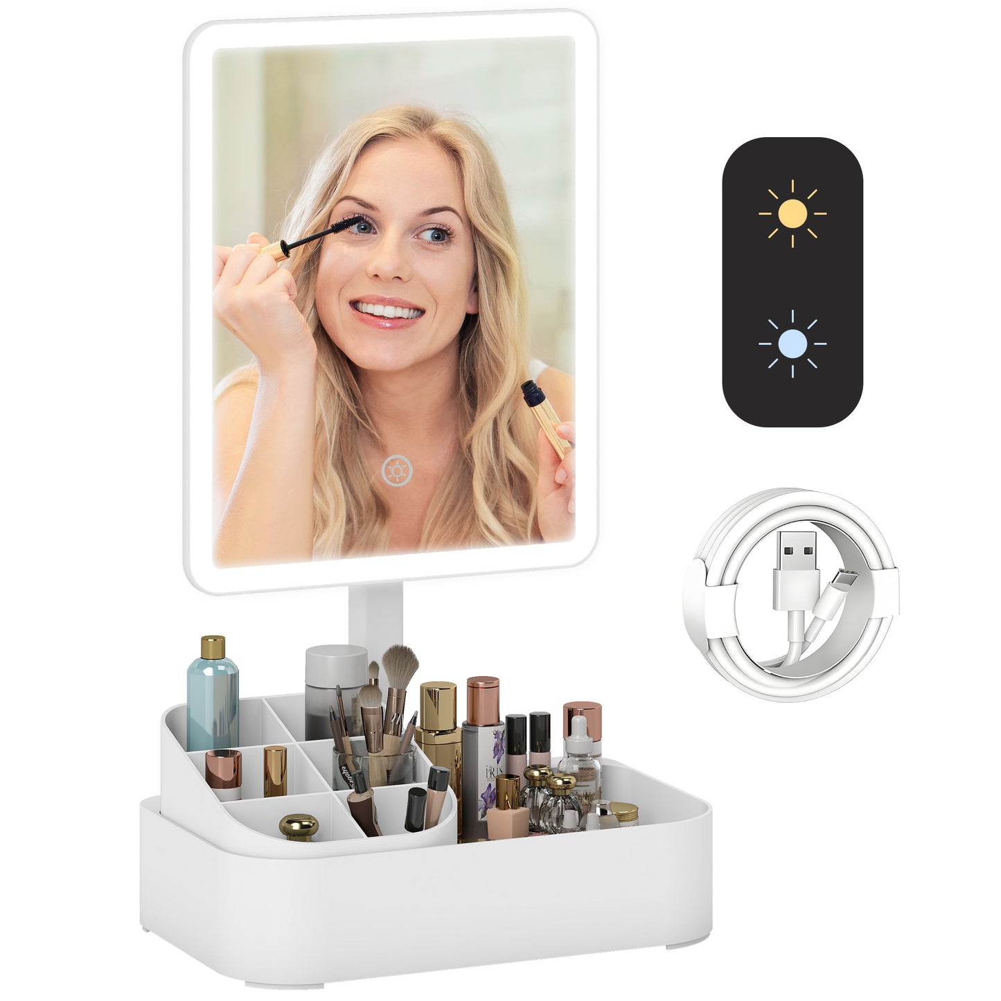 Makeup Mirror, Light Up Mirror with Touch Screen, 2 Lighting Modes