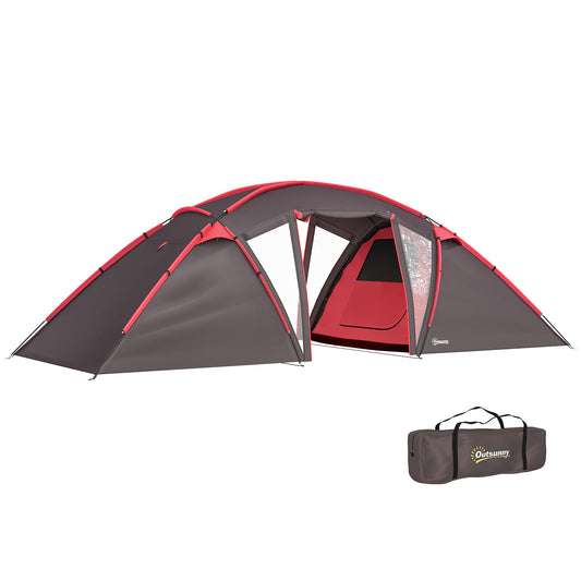 4-6 Man Family Camping Tent w/ 2 Bedrooms, a Living Room, Grey