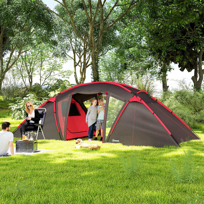 4-6 Man Family Camping Tent w/ 2 Bedrooms, a Living Room, Grey
