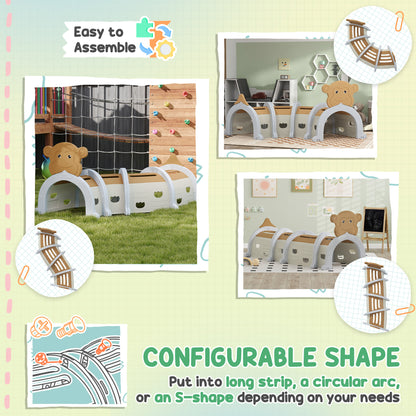 Play Tunnel, Kids Tunnel for Crawl and Climb, Monkey Design Kids Play Tunnel Indoor Outdoor Baby Tunnel for Boys Girls 3-6 Years, Brown