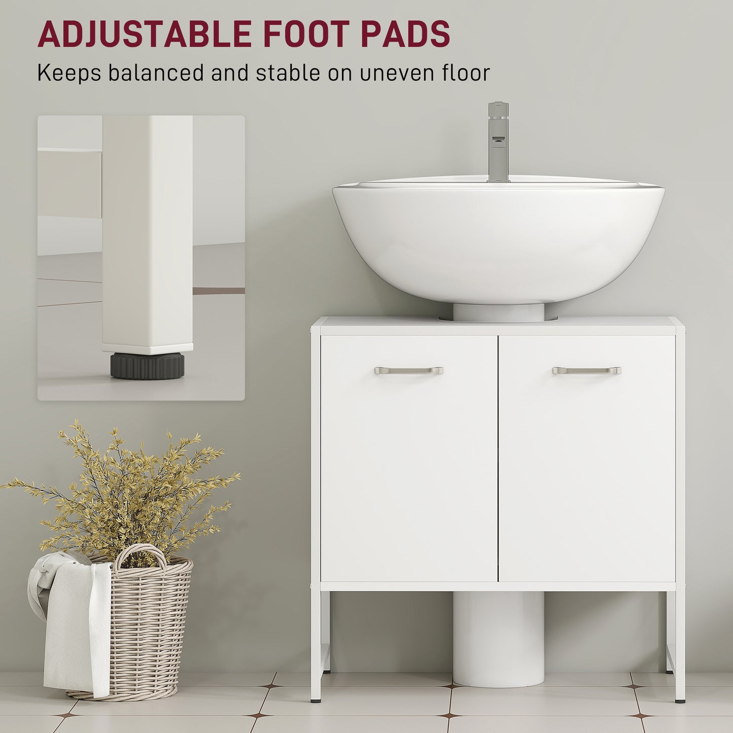 Bathroom Under Sink Cabinet for Basin without or with Pedestal White