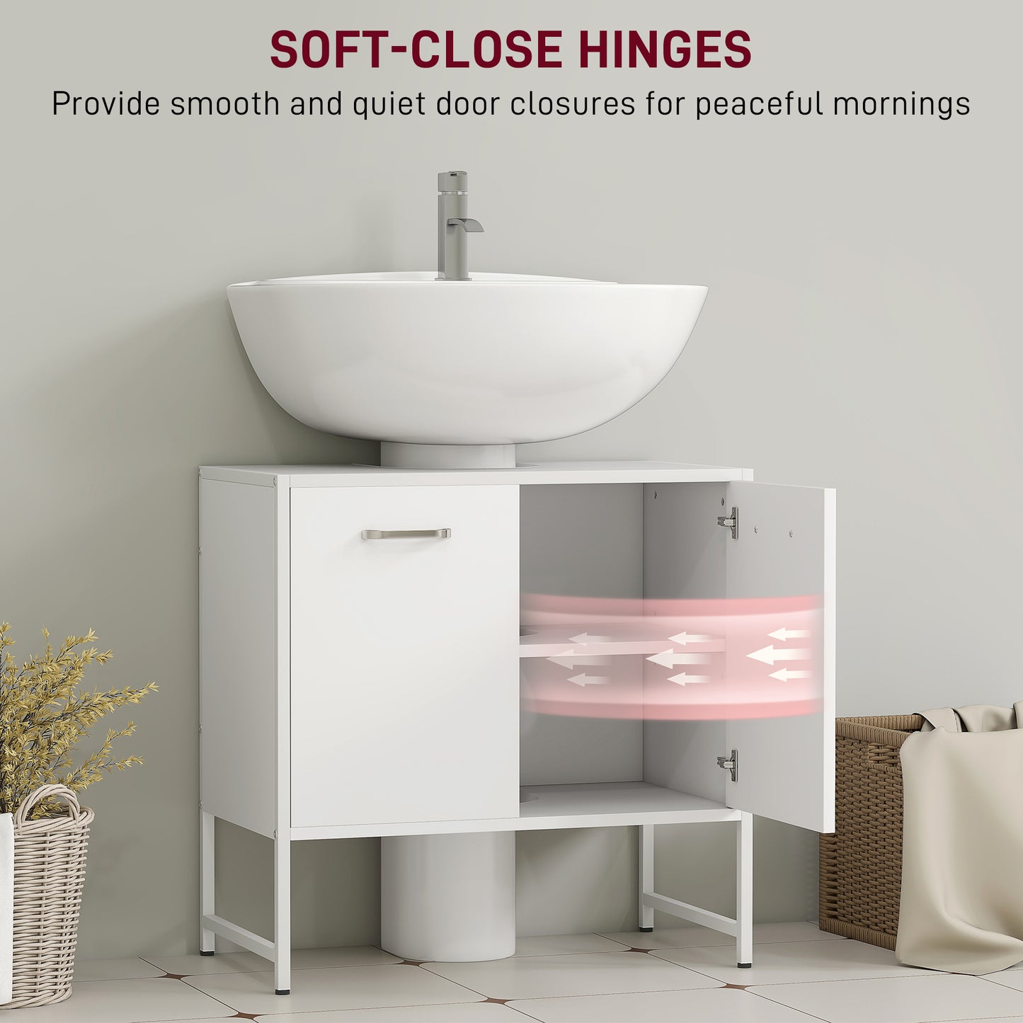 Bathroom Under Sink Cabinet for Basin without or with Pedestal White