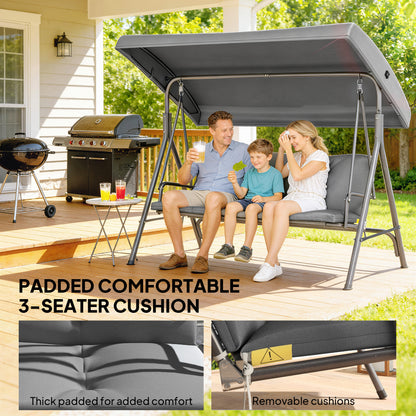 3 Seater Garden Swing Chair, Patio Rocking Bench with Steel Frame