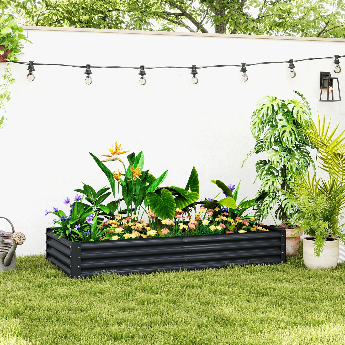 Galvanised Raised Garden Bed, Raised Planter, Dark Grey
