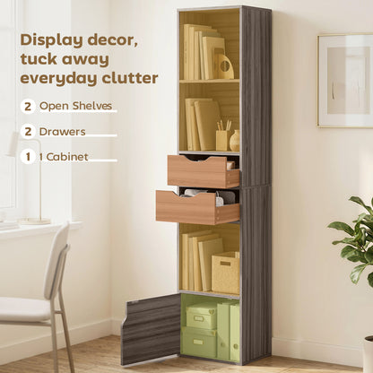 Bookcase with Drawers Adjustable Shelf 158 cm Grey