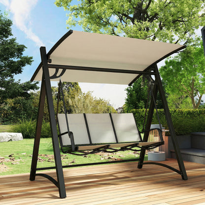 3 Seater Swing Chair, Garden Swing Bench with Adjustable Canopy