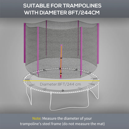 8ft Trampoline Net Replacement Safety Net with Zipped Door, Pink