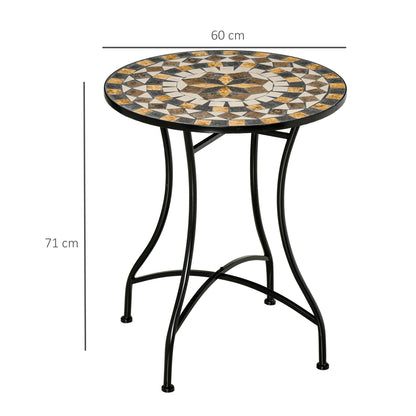 60cm Mosaic Round Bistro Table Outdoor Garden Side Table, Grey