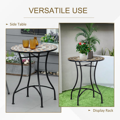 60cm Mosaic Round Bistro Table Outdoor Garden Side Table, Grey