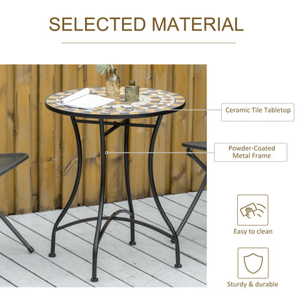 60cm Mosaic Round Bistro Table Outdoor Garden Side Table, Grey