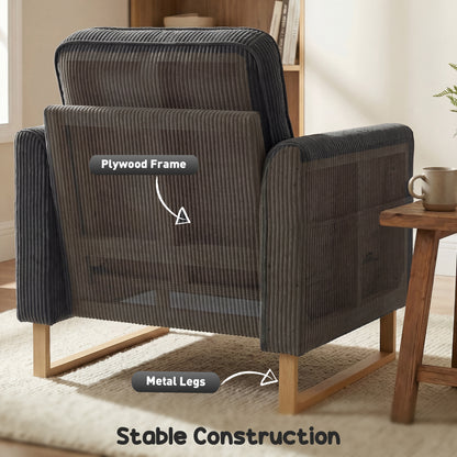 Accent Chair with Metal Legs and Spring Dark Grey