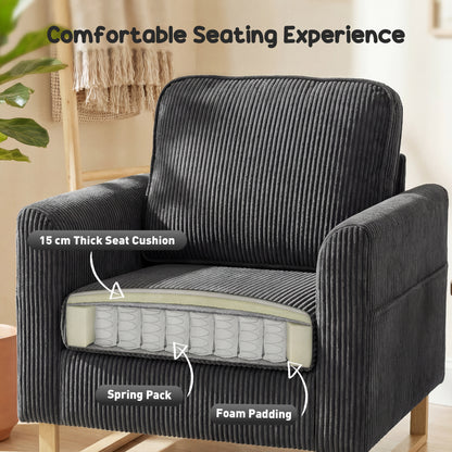 Accent Chair with Metal Legs and Spring Dark Grey