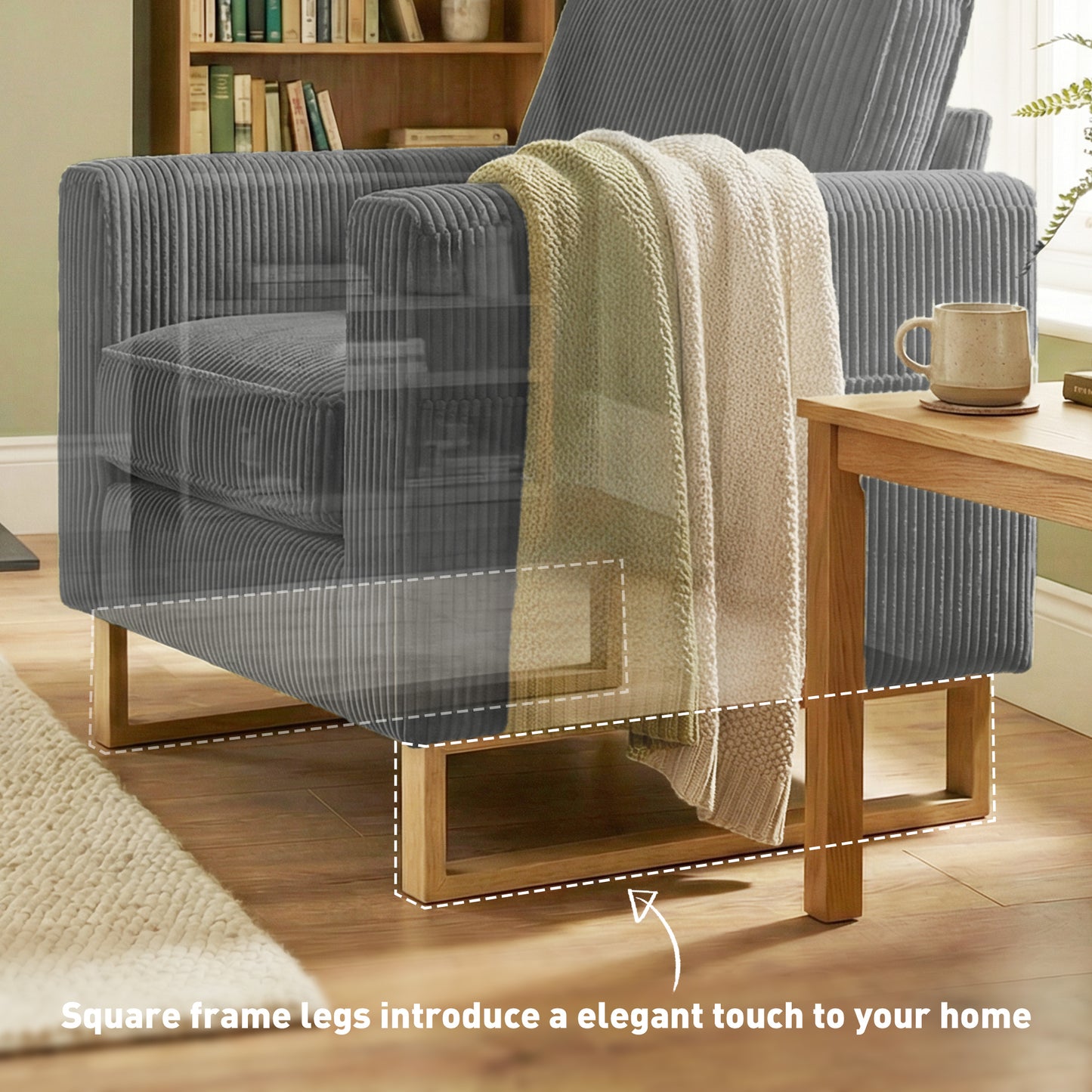 Accent Chair with Metal Legs and Spring Dark Grey