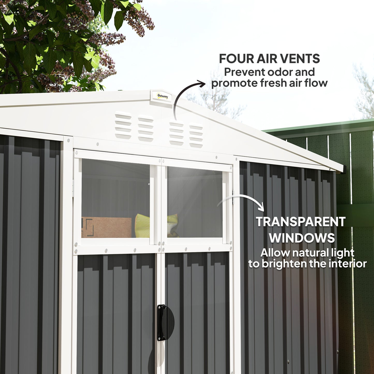 8 x 4 ft Garden Storage Shed, Outdoor Metal Shed, Dark Grey