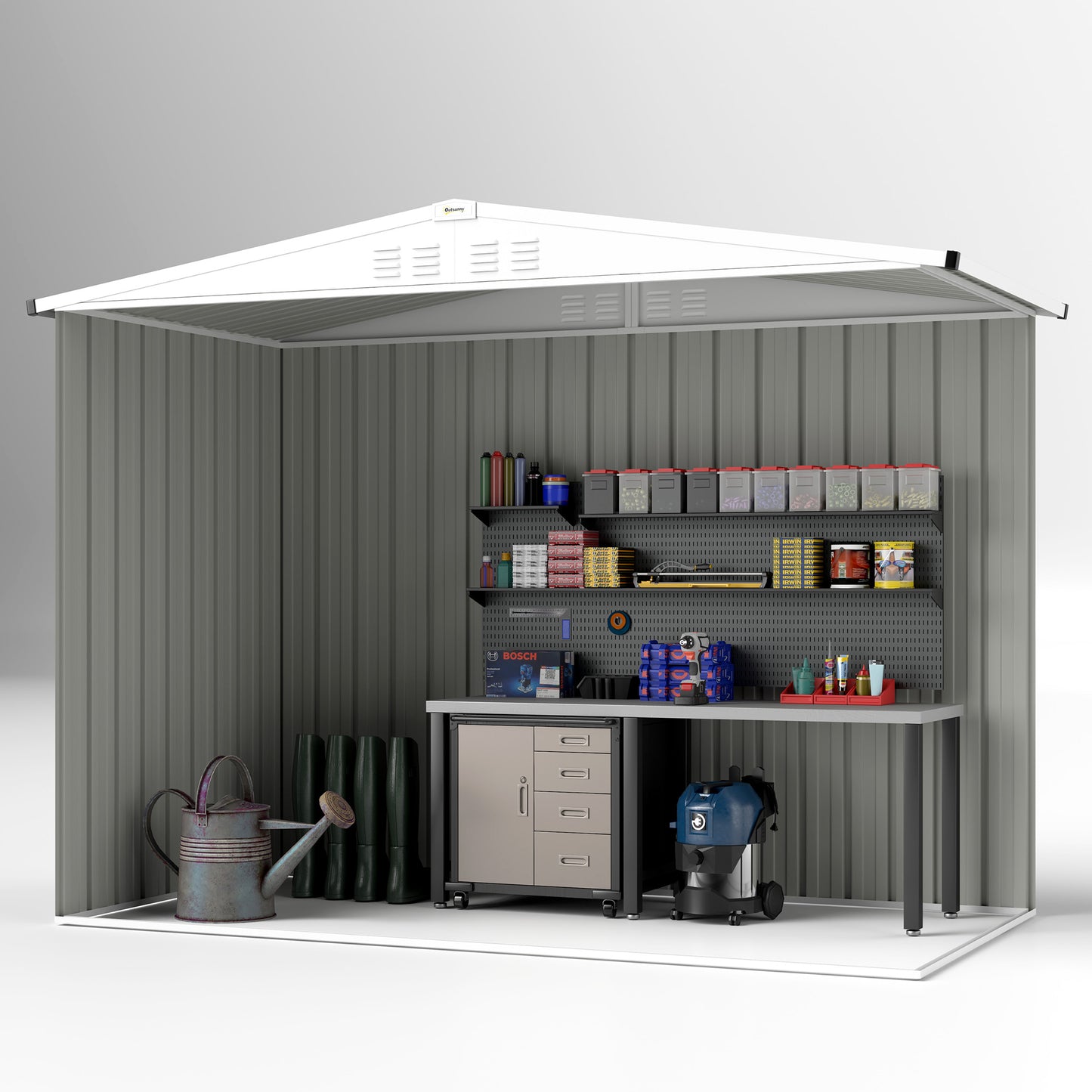 8 x 4 ft Garden Storage Shed, Outdoor Metal Shed, Dark Grey
