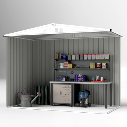 8 x 4 ft Garden Storage Shed, Outdoor Metal Shed, Dark Grey