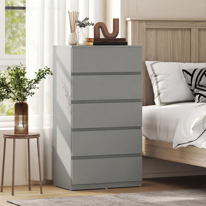 Bedroom Chest of Drawers, 5 Drawers Dresser, Drawer Unit, Grey