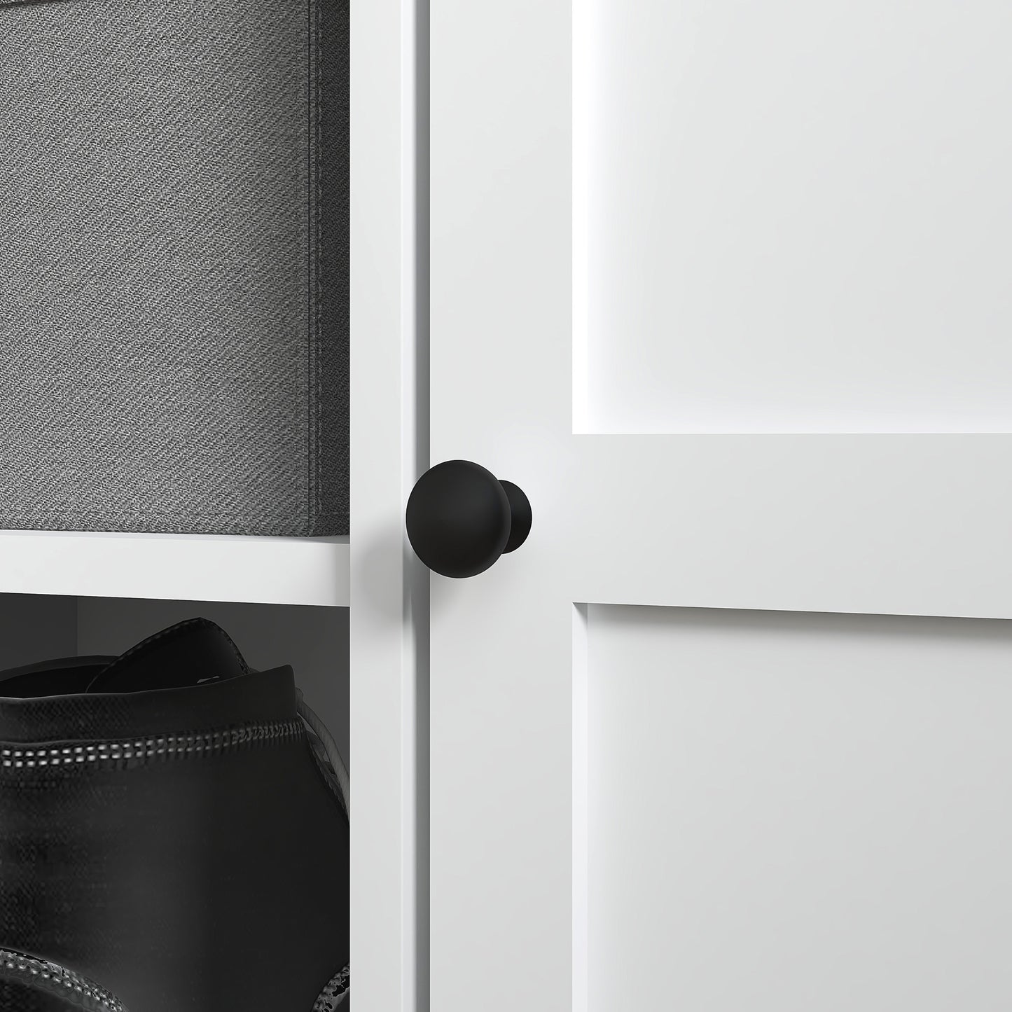 Shoe Storage Bench with Cushion 2 Cabinets for Entryway Hallway White