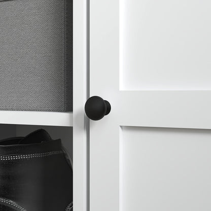 Shoe Storage Bench with Cushion 2 Cabinets for Entryway Hallway White