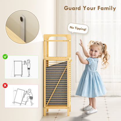Removable 37L Laundry Hamper with Bamboo Bathroom Storage Cabinet