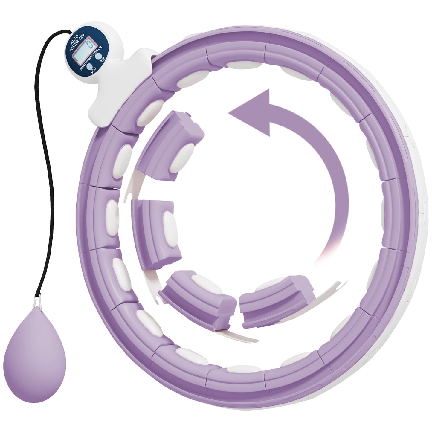 Smart Weighted Hula Hoop with 16 Detachable Knots, Purple