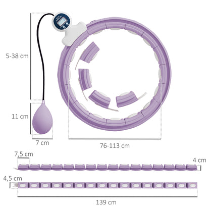 Smart Weighted Hula Hoop with 16 Detachable Knots, Purple