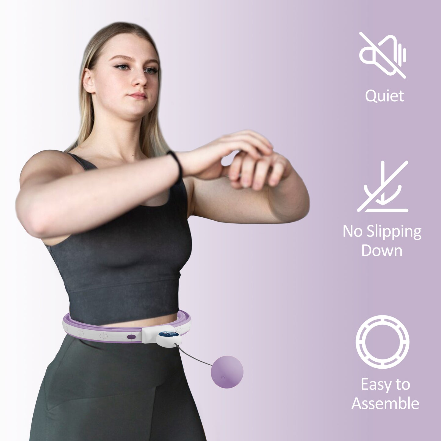 Smart Weighted Hula Hoop with 16 Detachable Knots, Purple