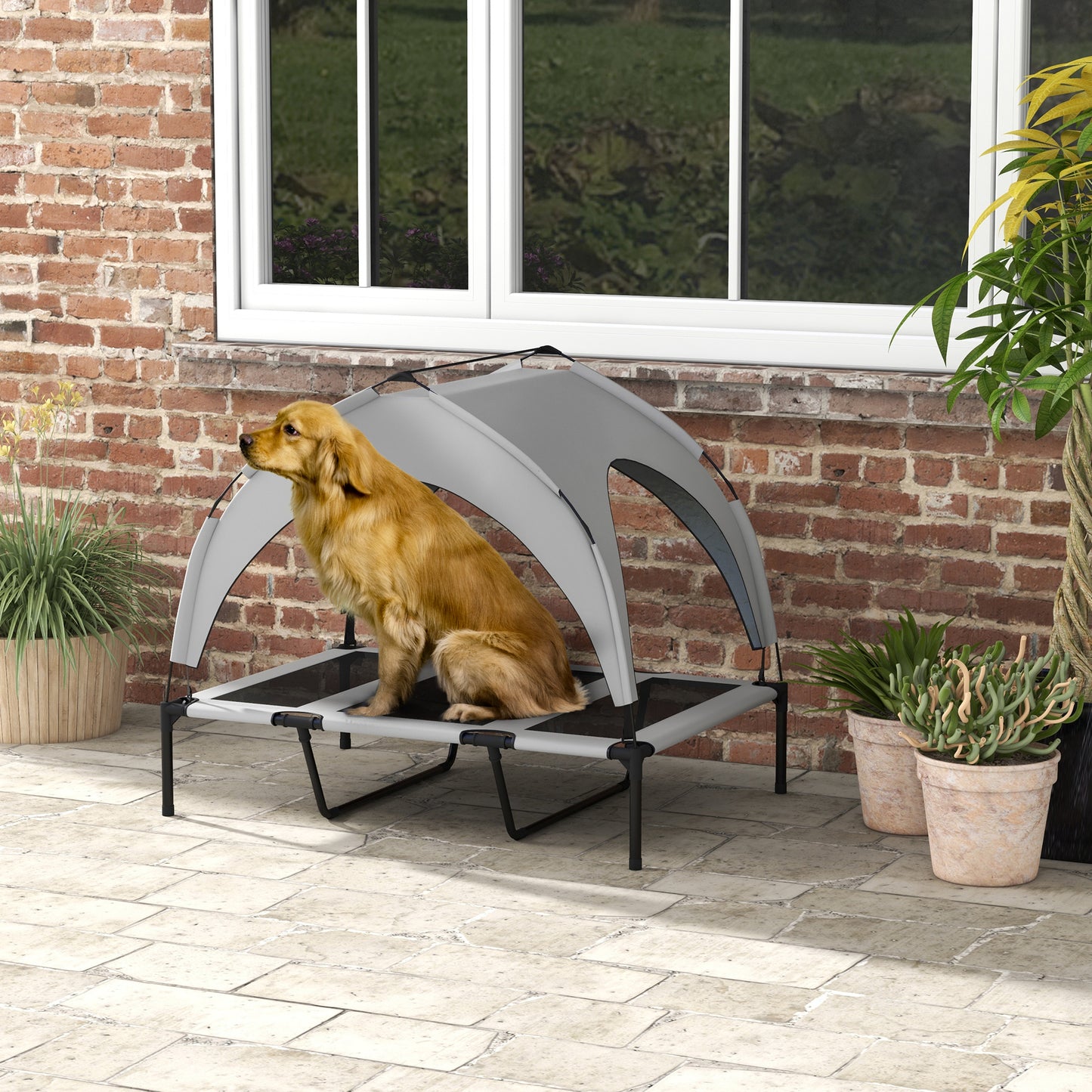 Cooling Raised Pet Bed w/ Washable Breathable Mesh, for Large Dogs, 106 x 76 x 94cm - Grey