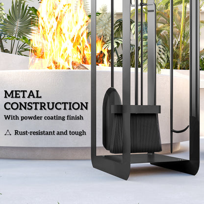 5 PCS Fireplace Companion Set, Metal Fireplace Accessories, Black