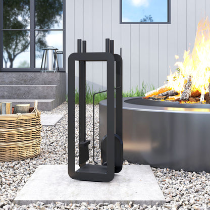 5 PCS Fireplace Companion Set, Metal Fireplace Accessories, Black
