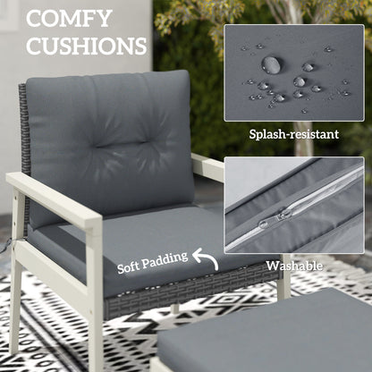 5 Pieces Rattan Patio set with Acacia Wood Top Coffee Table