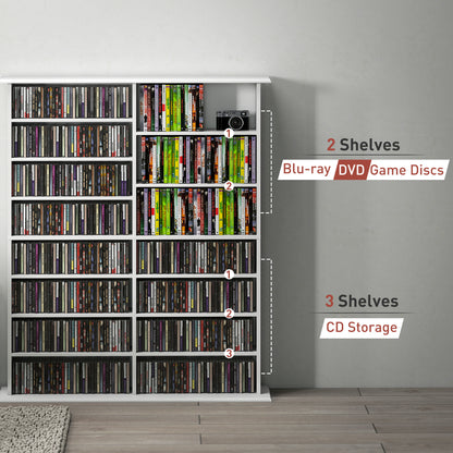 CD Storage Unit DVD Tower Blu-ray Storage Shelf for Office, White