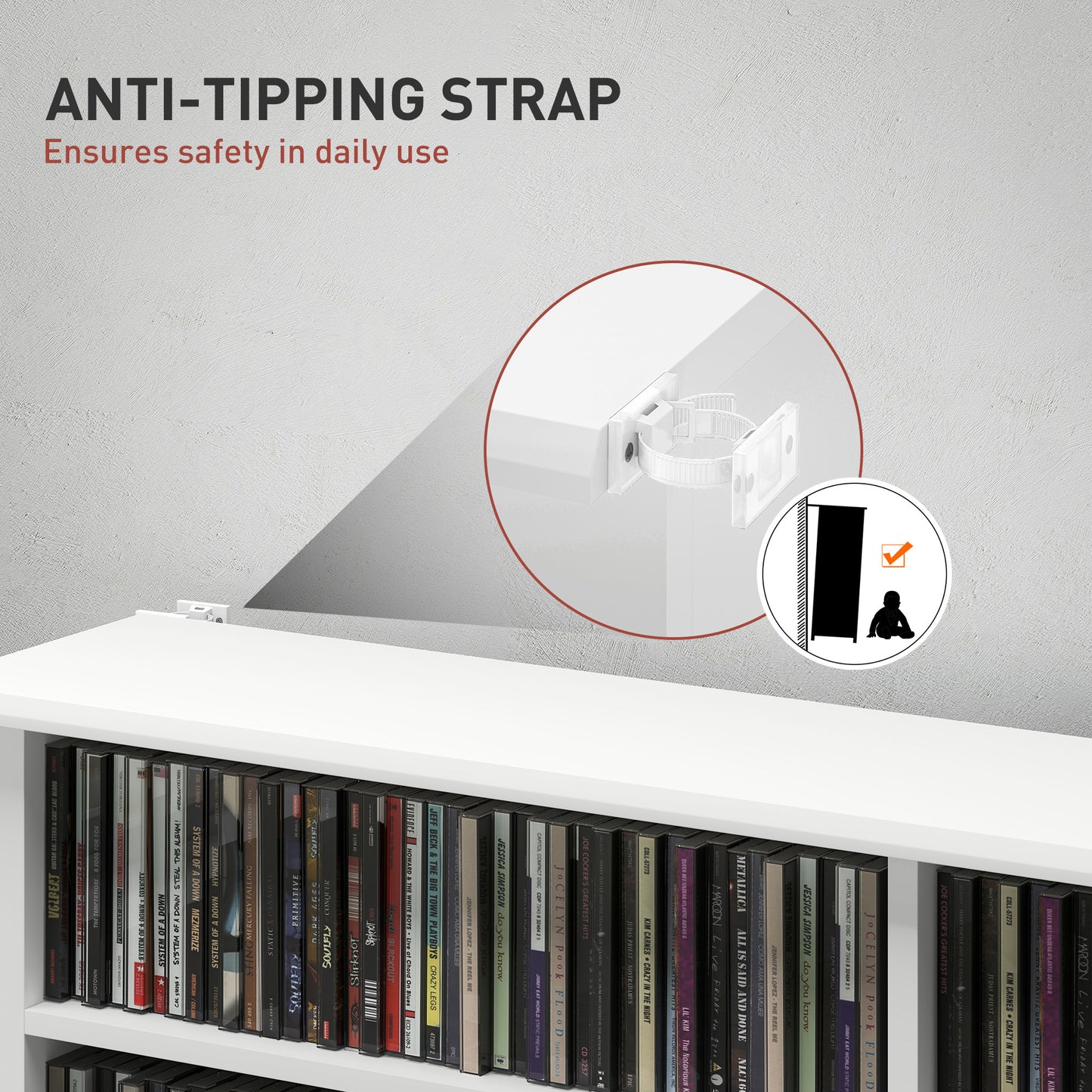 CD Storage Unit DVD Tower Blu-ray Storage Shelf for Office, White