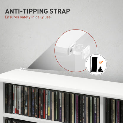 CD Storage Unit DVD Tower Blu-ray Storage Shelf for Office, White
